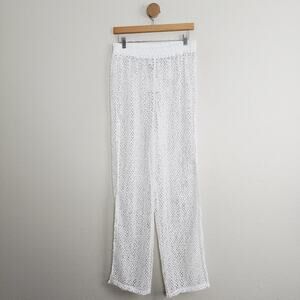 NEW Peixoto Dylan Sheer White Lace Crochet Swim Cover-Up Pull-On Pants